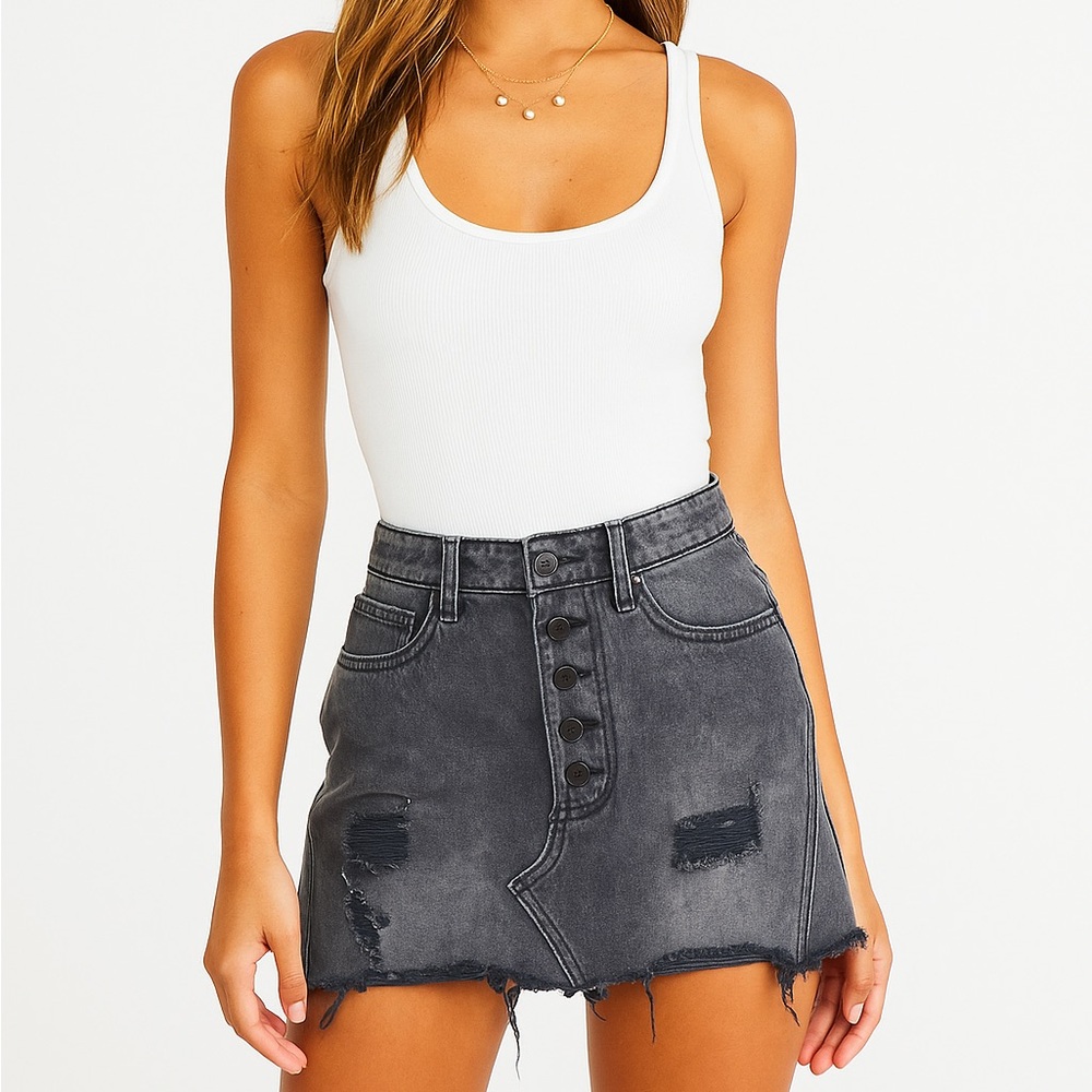 we the free Distressed Mini Skirt